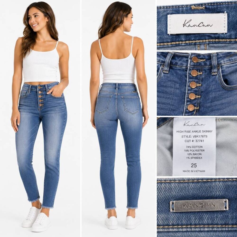 KanCan High Rise Button Fly Skinny Jeans Size 25